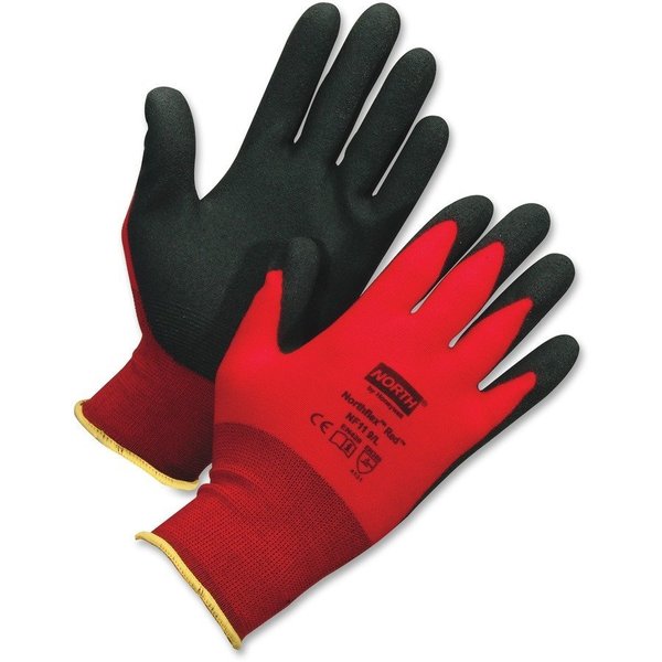Honeywell North Safety Gloves, Palm Coated, X-Large, Nylon, 12Pair/CT, Red, PK12 NSPNF1110XLCT